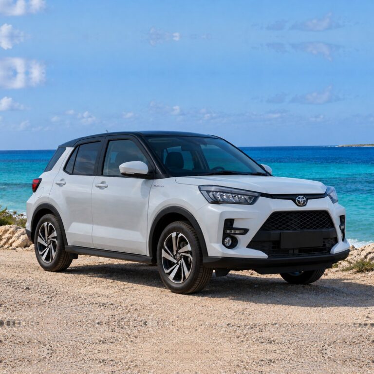 Toyota Raize rental car from Caribbean Rentals on the Bonaire coast
